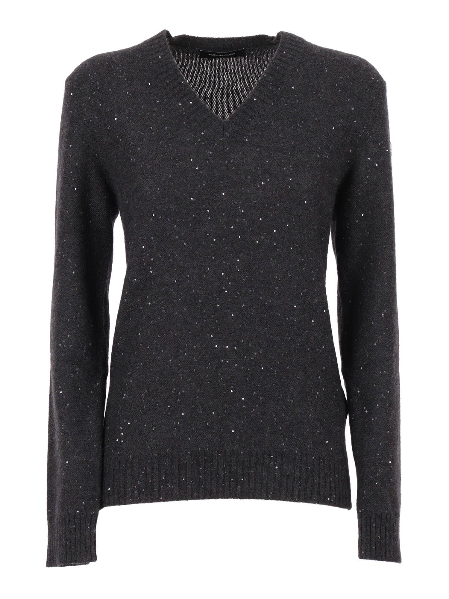 fabiana filippi sequin v neck slim fit sweater