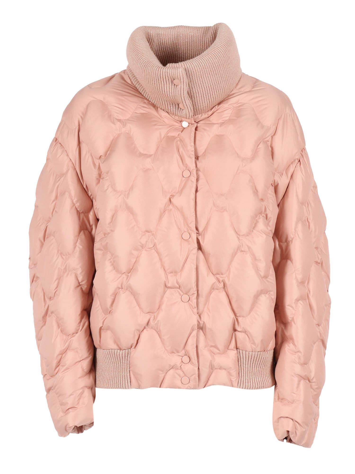 fabiana filippi wave quilted down jacket with knit detail