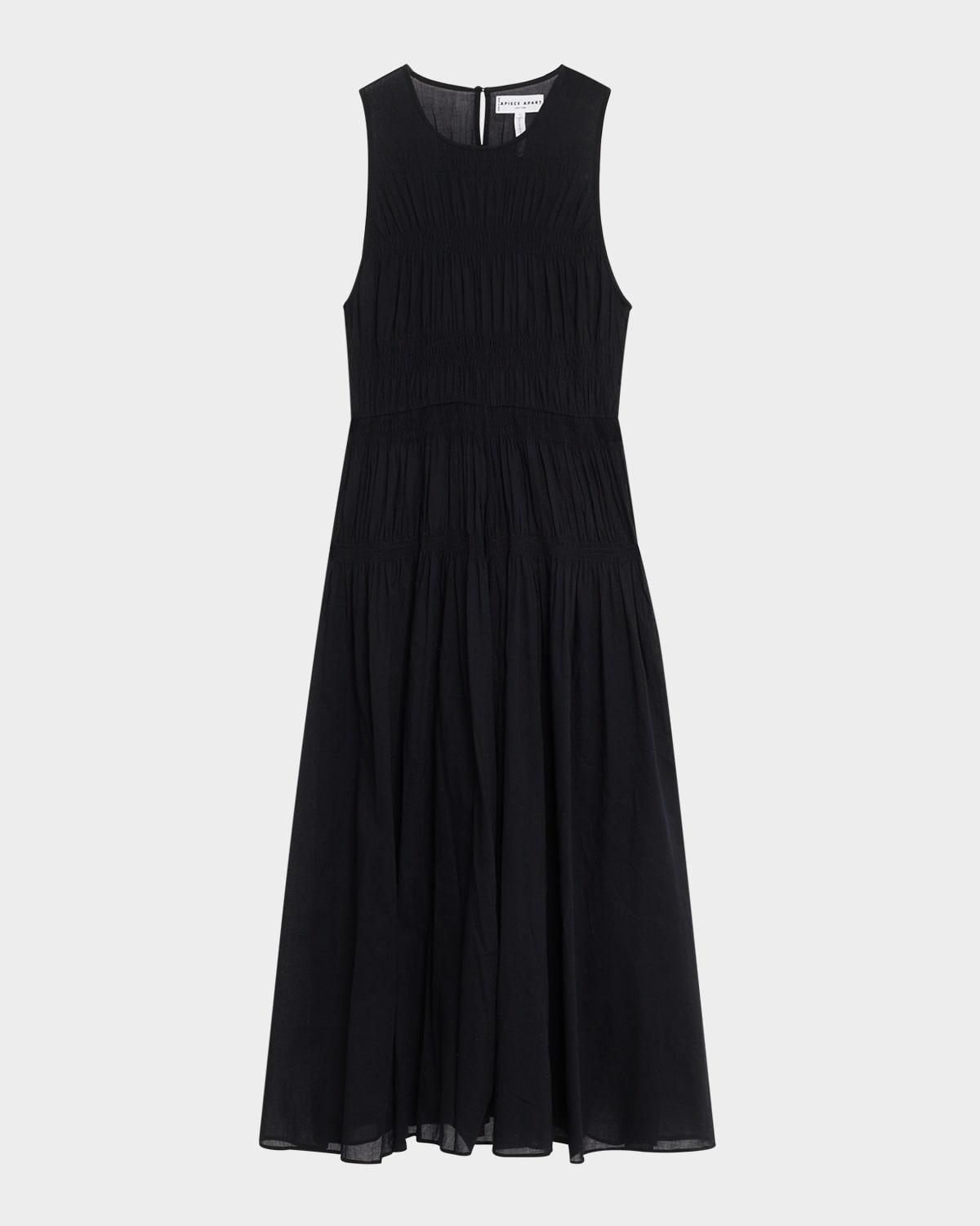 fabiana shirred organic cotton voile maxi dress