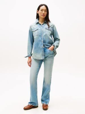 faded light wash mid-rise bootcut jean