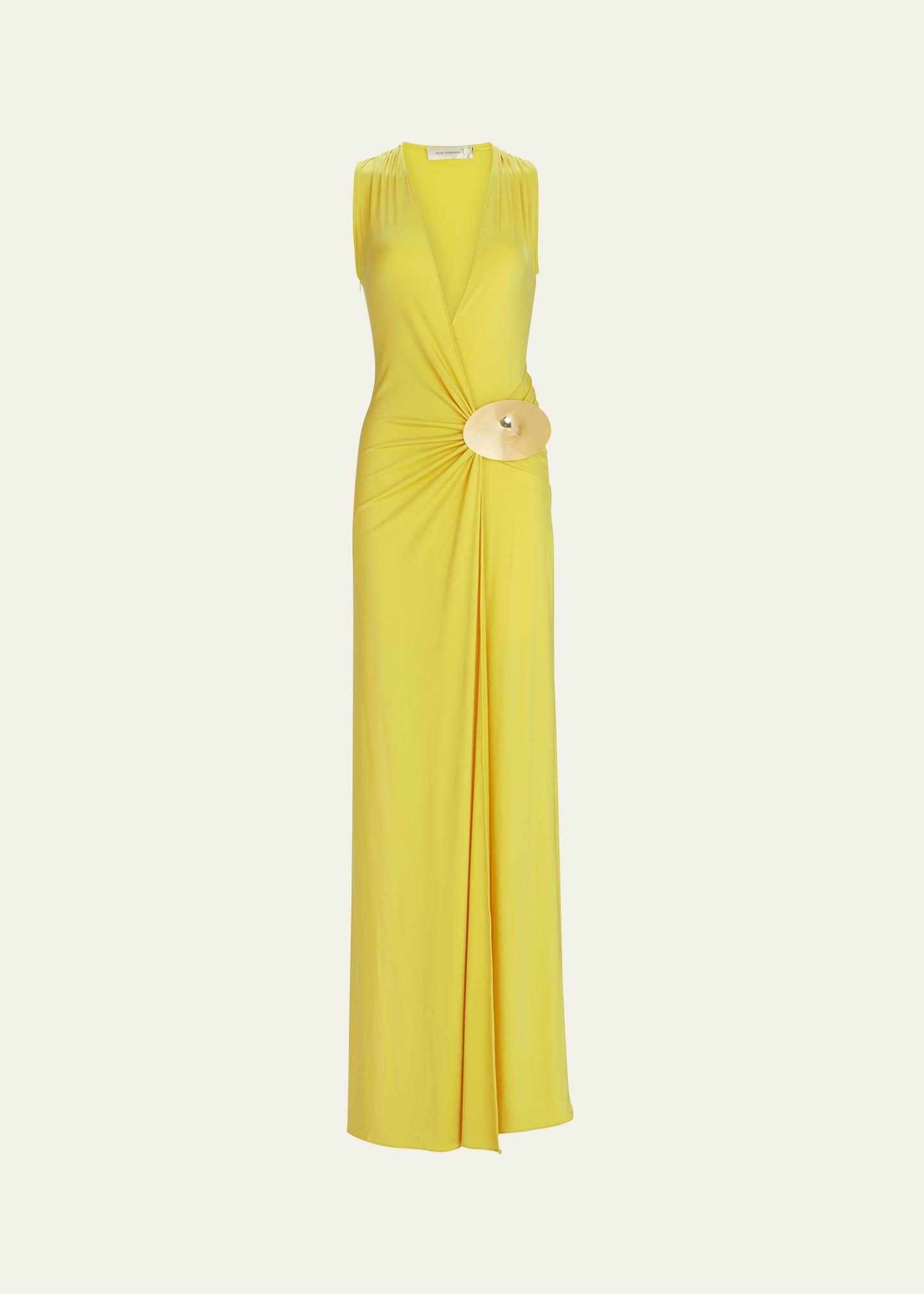 fadila gathered jersey maxi dress