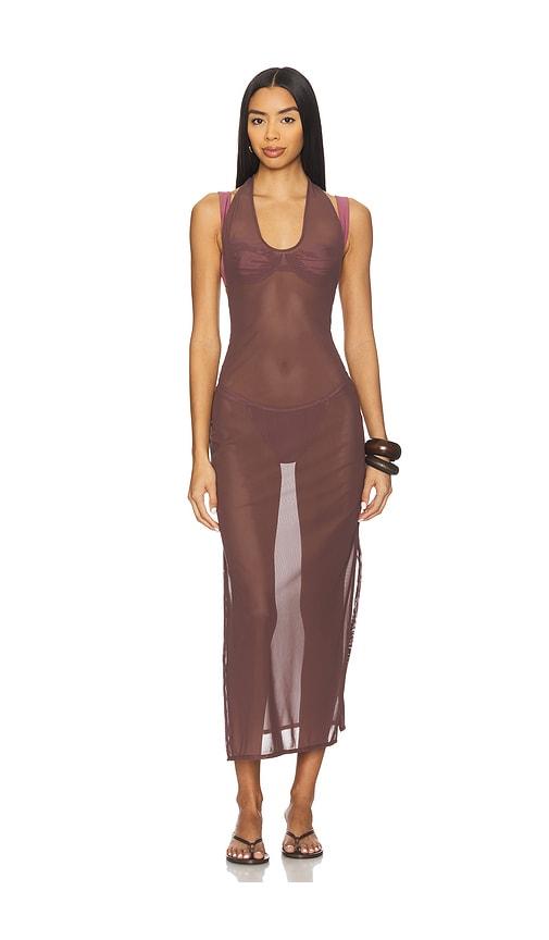 fae ava maxi dress in brown.