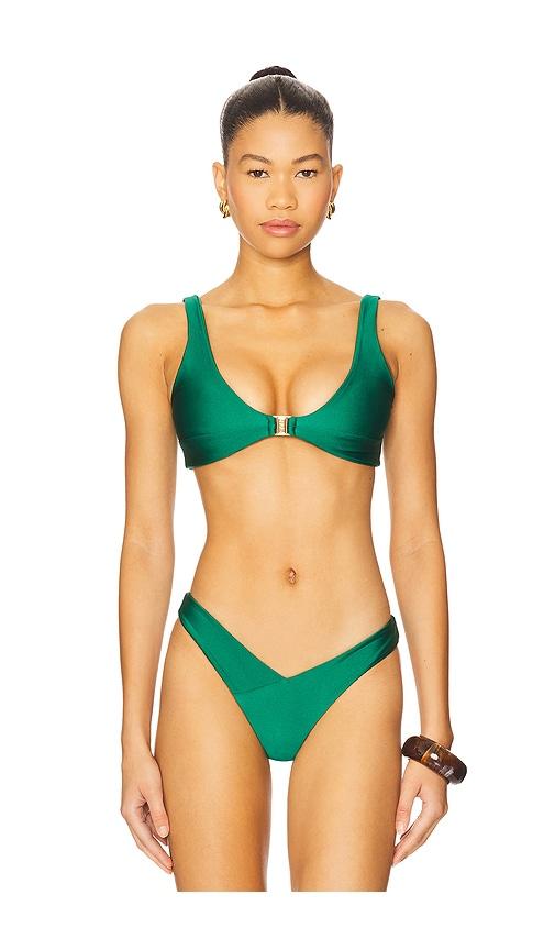 fae kendall bikini top in green.