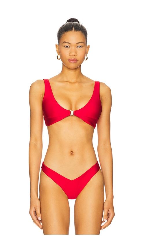 fae kendall bikini top in red.