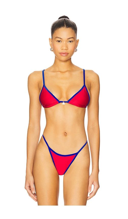 fae lumi bikini top in red.