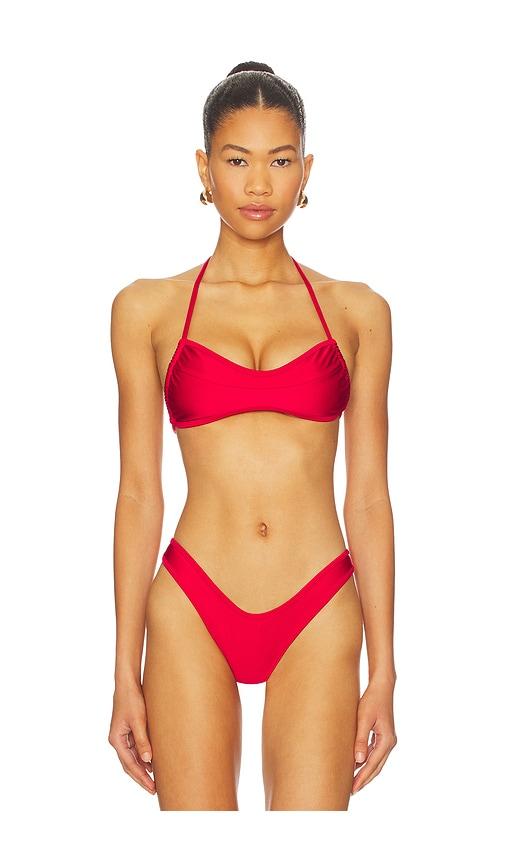 fae maya bikini top in red.