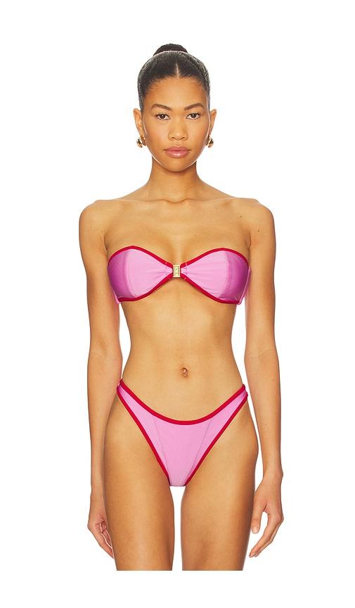fae tallara bandeau bikini top in pink.