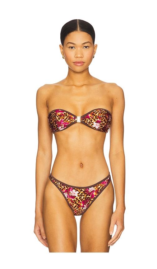 fae tallara bikini top in brown.