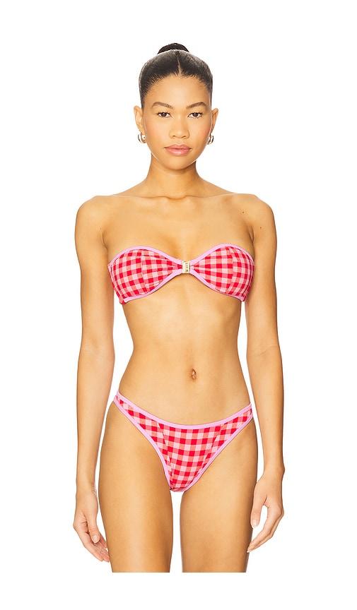 fae tallara bikini top in red.