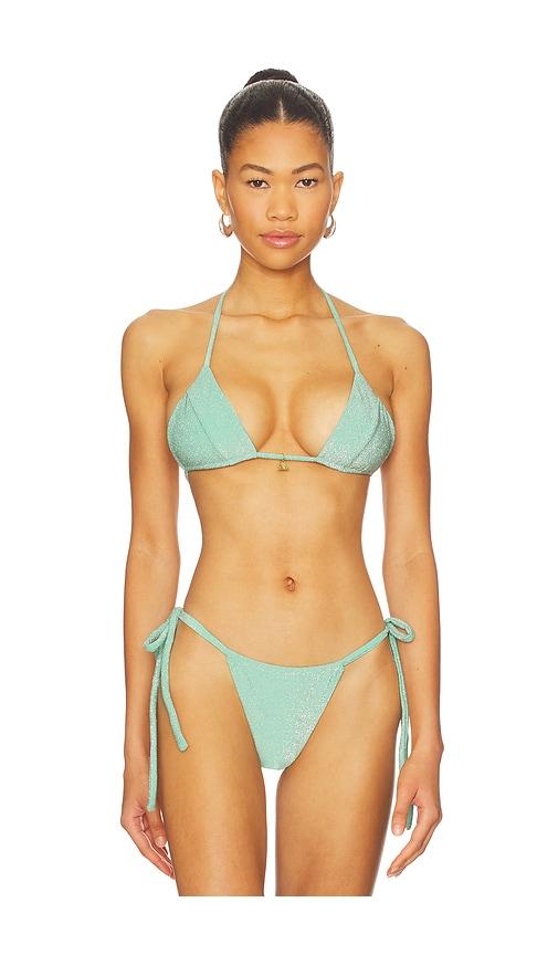 fae x revolve honey triangle bikini top in mint.