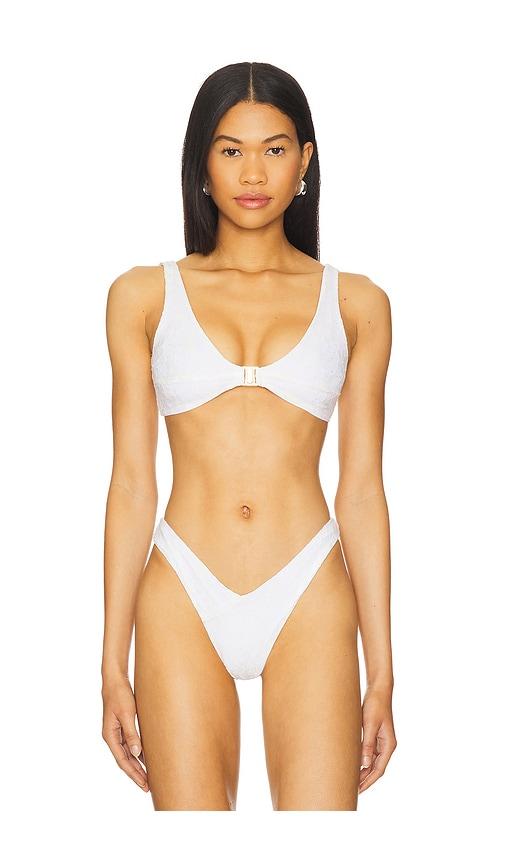 fae x revolve kendall bikini top in white.