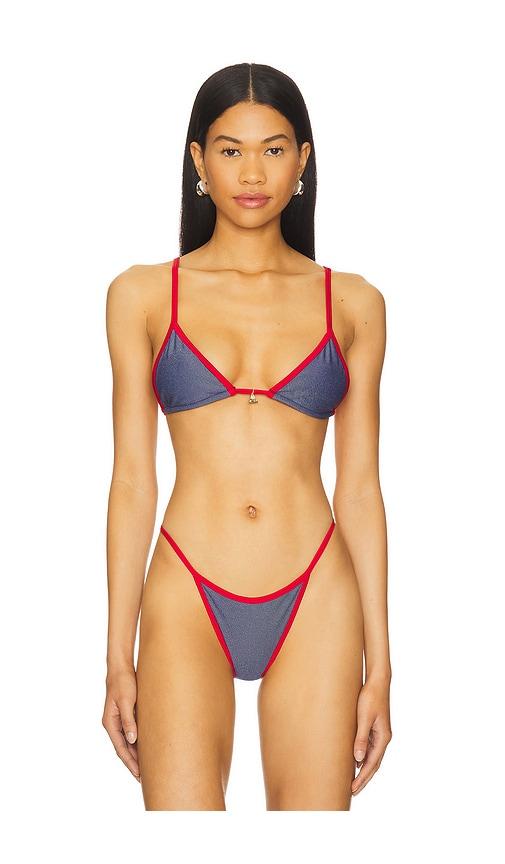 fae x revolve lumi bikini top in navy,red.