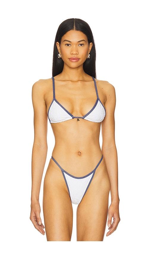 fae x revolve lumi bikini top in white,navy.