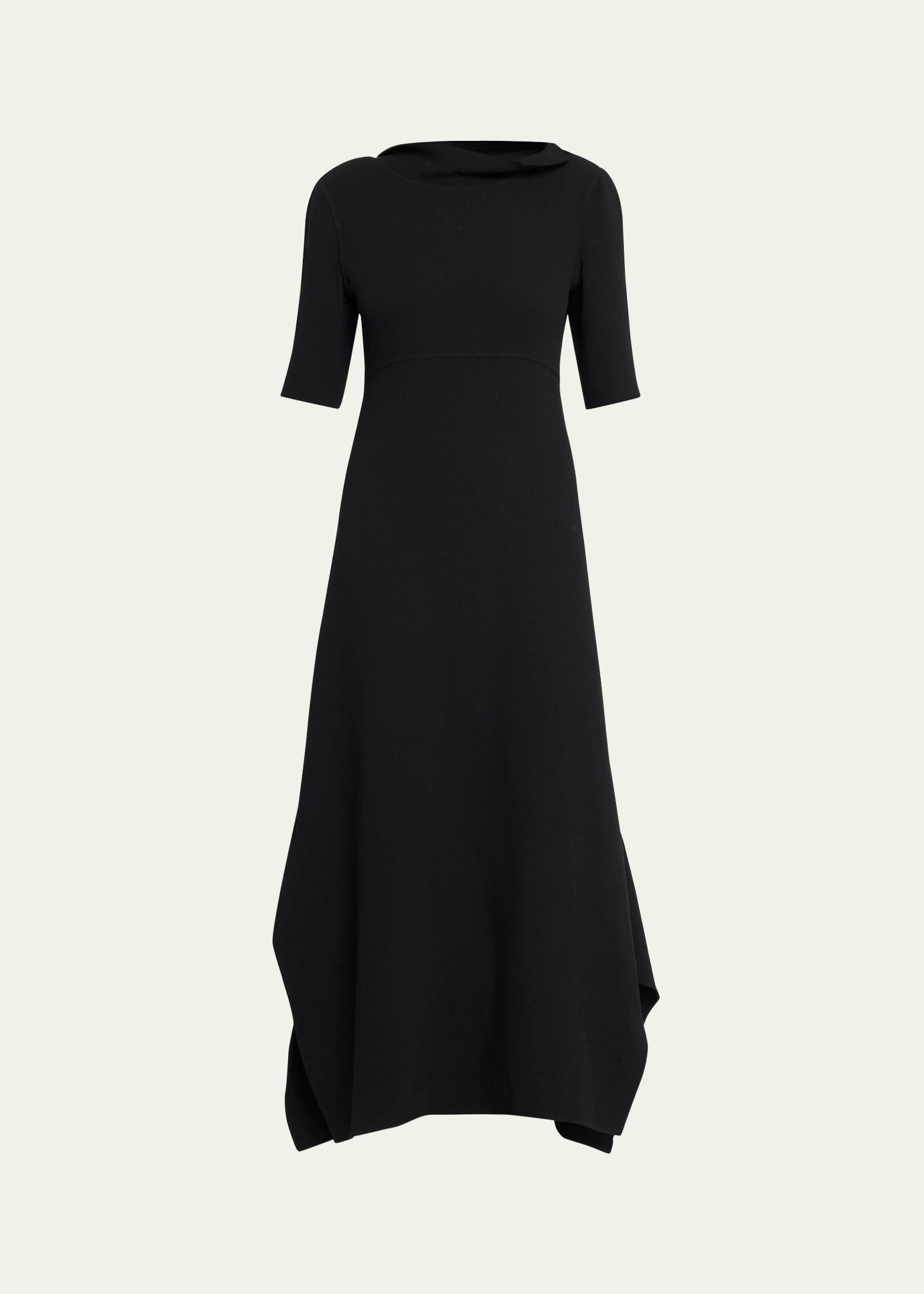 faede draped back long silk dress