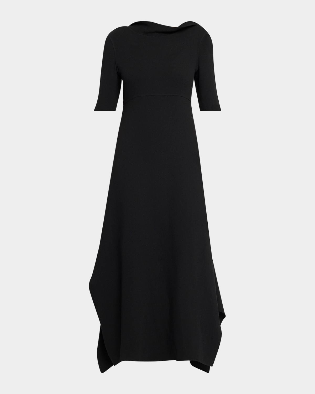 faede draped back long silk dress