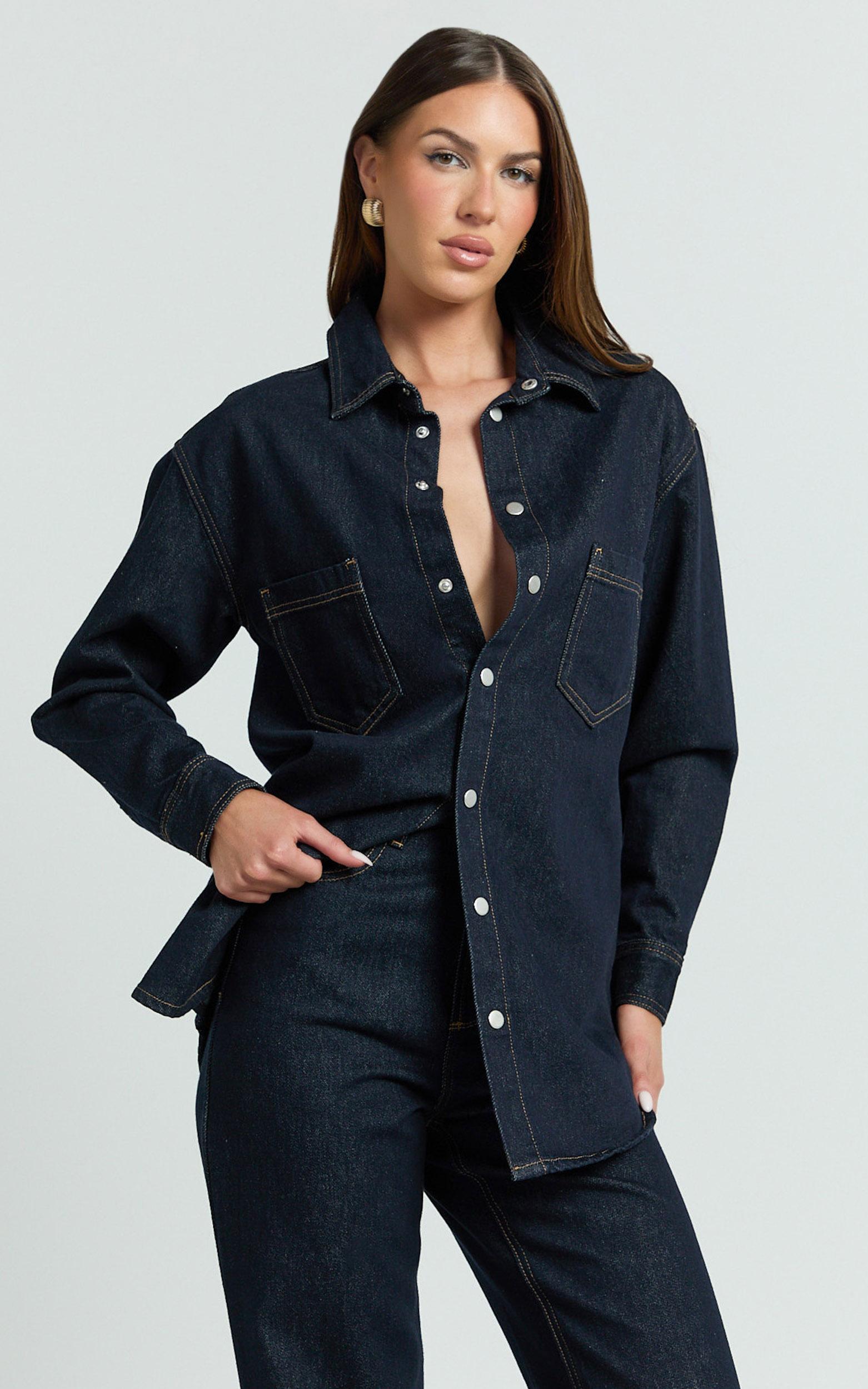faharra shirt - recycled cotton denim shirt in raw