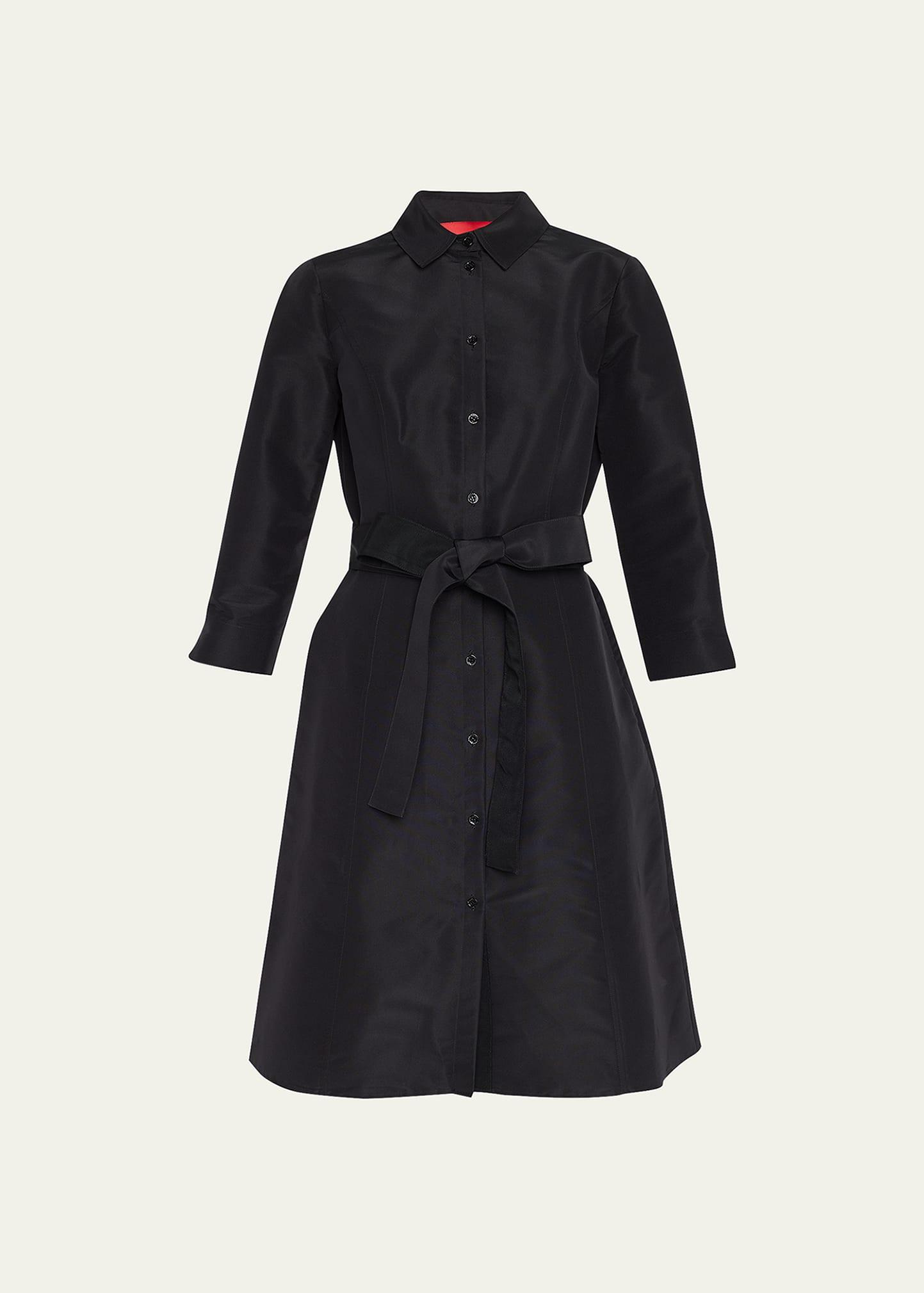 faille 3/4-sleeve shirtdress