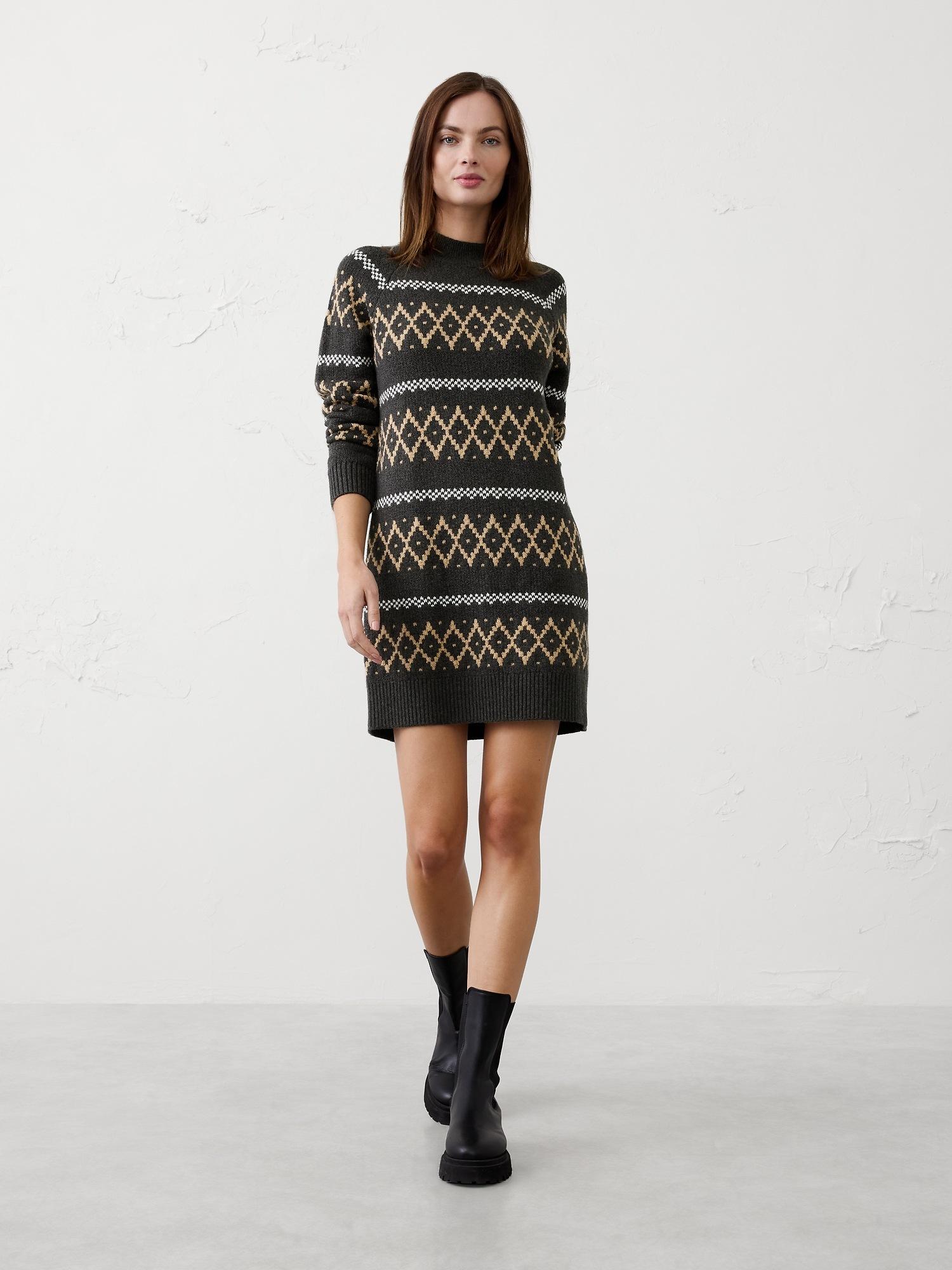 fair isle mini sweater dress