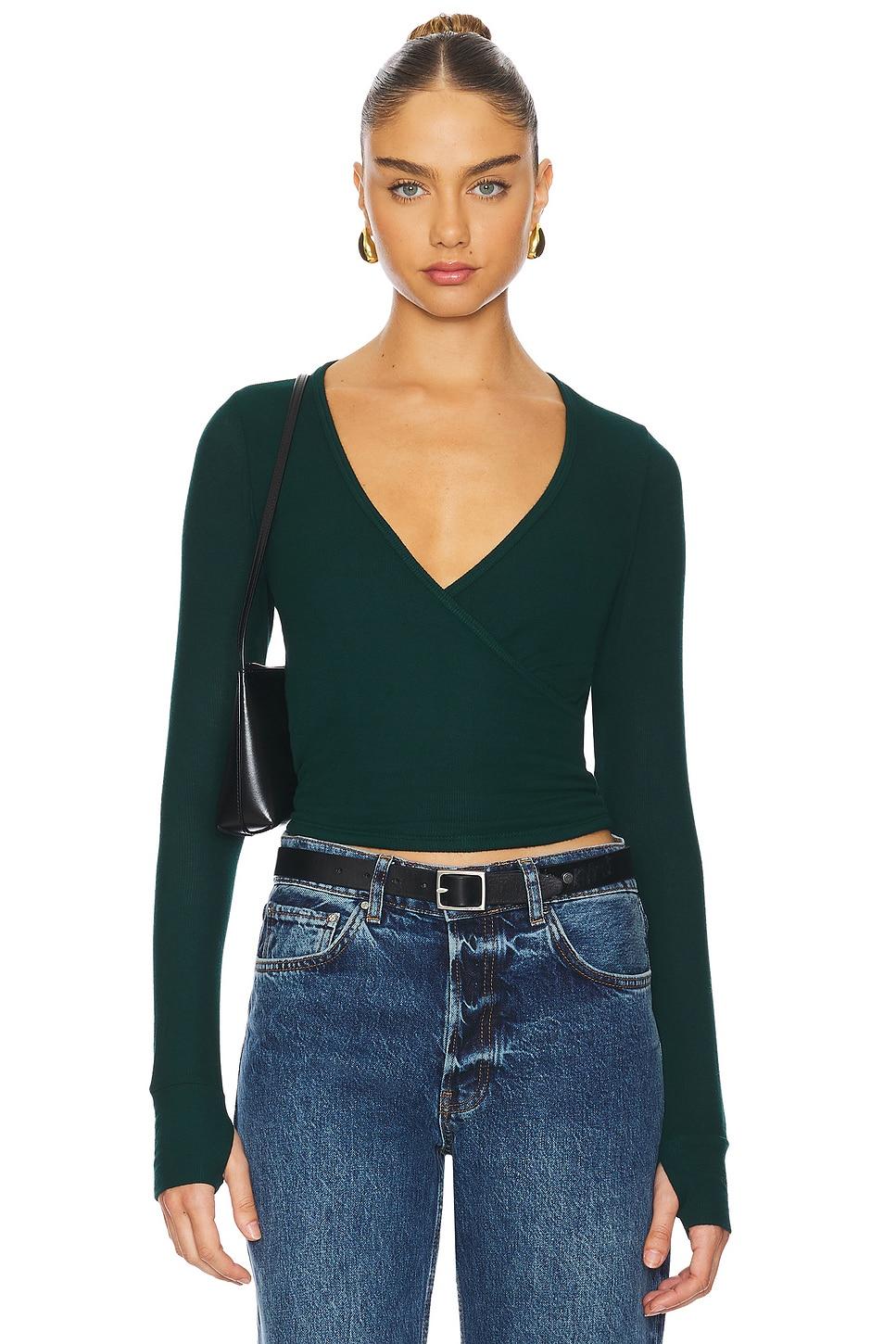 fairbanks surplice deep v long sleeve w/ thumbhole top