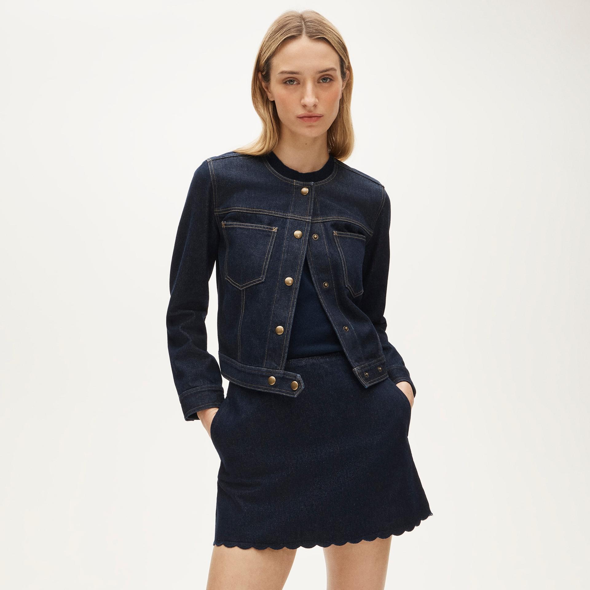 fairfax scalloped mini skirt in denim