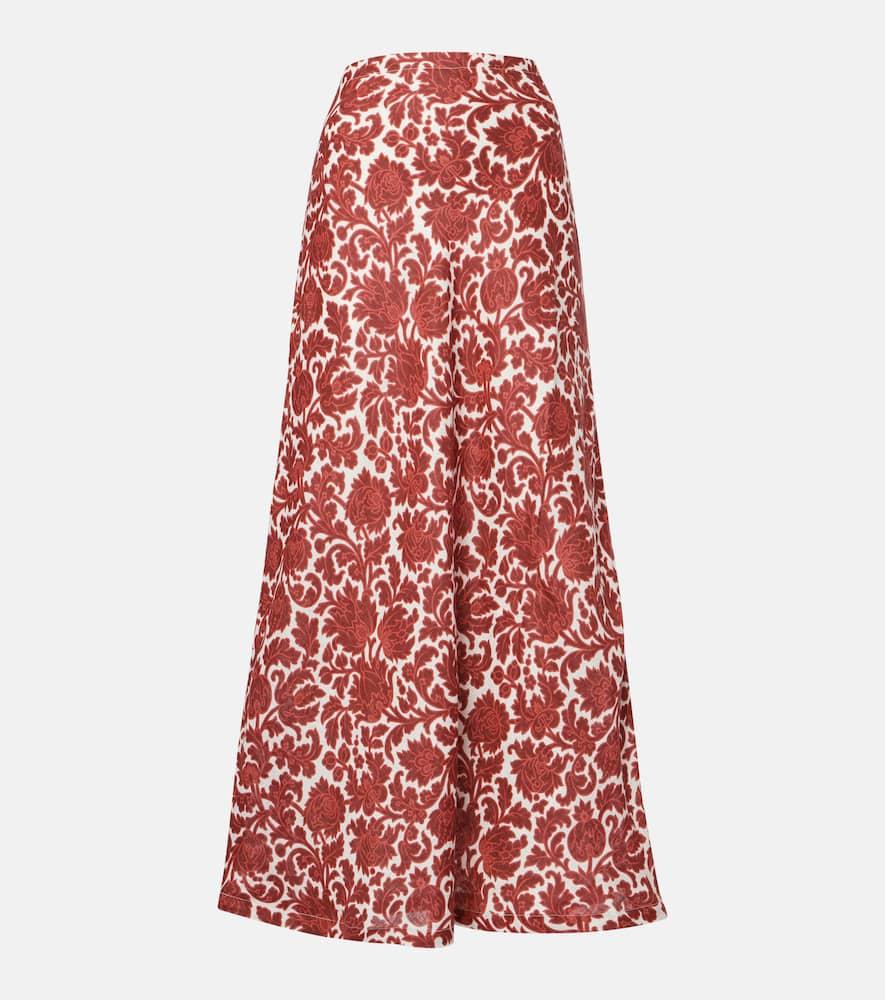 faithfull antibes printed linen maxi skirt