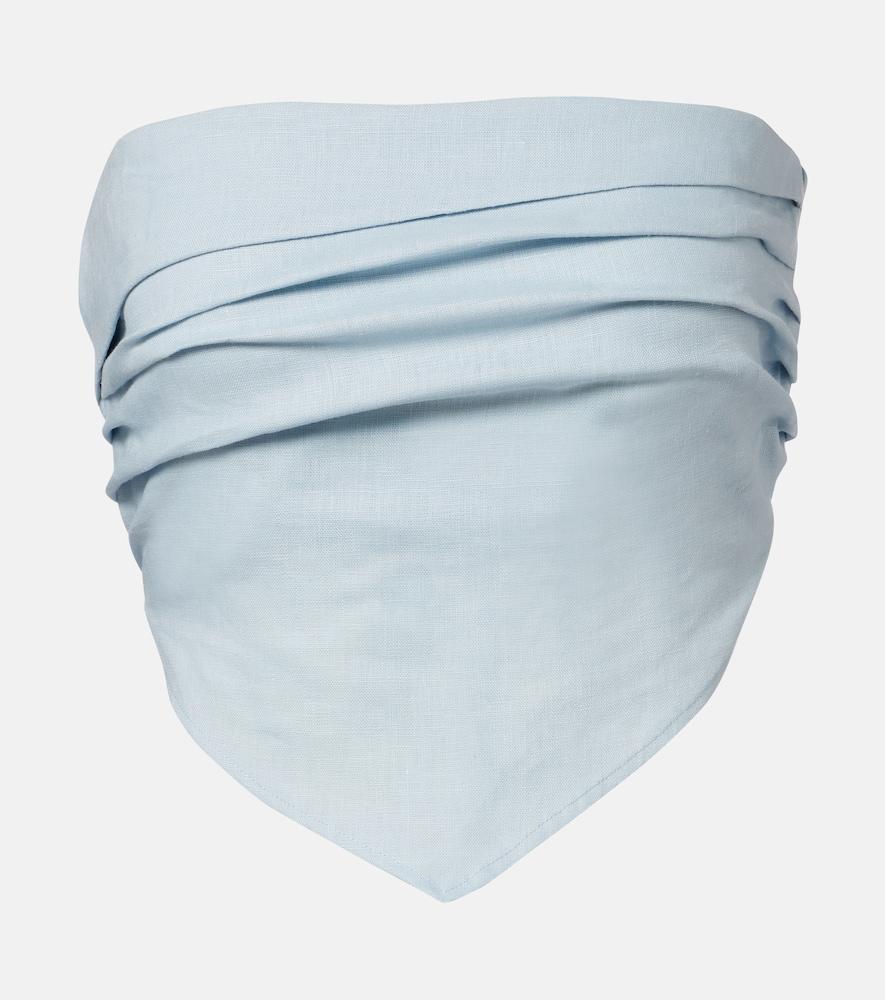 faithfull antibes shirred linen crop top