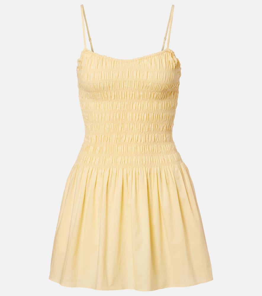 faithfull araceli shirred cotton minidress