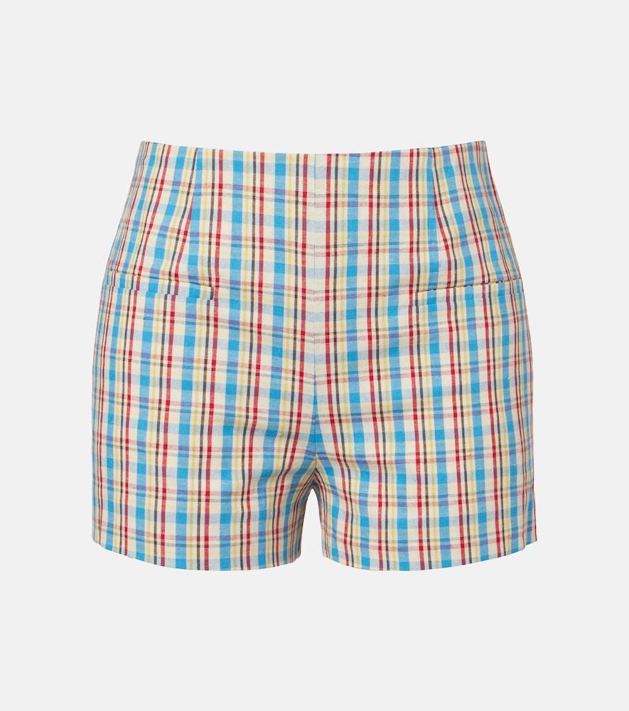 faithfull aurora checked cotton and linen shorts