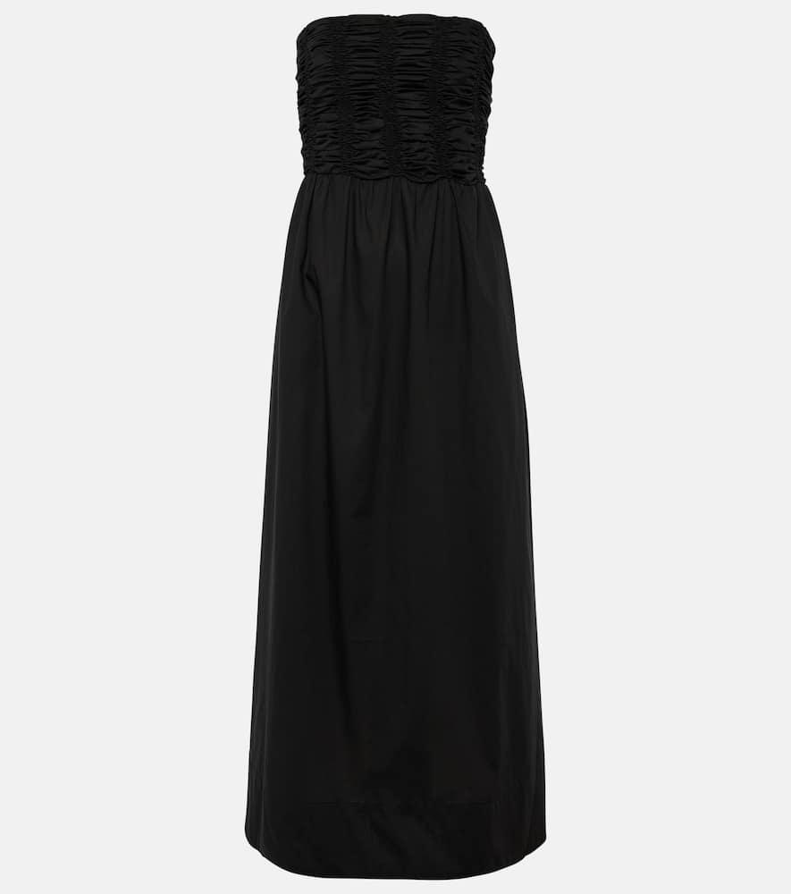 faithfull dominquez strapless cotton midi dress