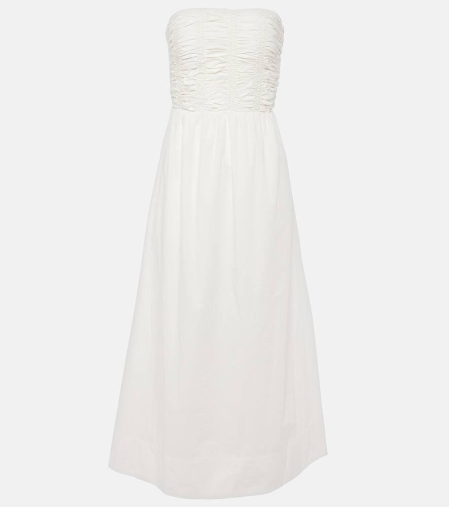 faithfull dominquez strapless cotton midi dress