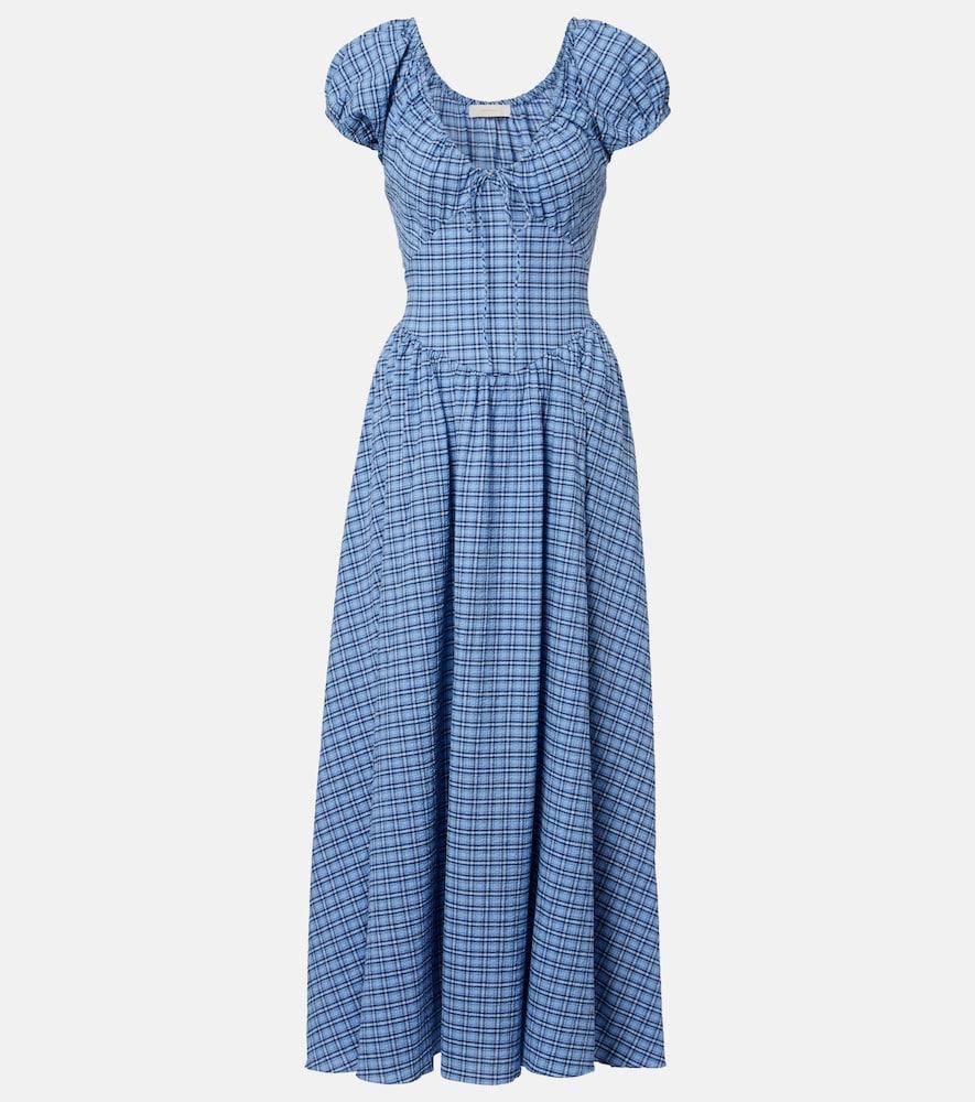 faithfull edessa checked cotton maxi dress