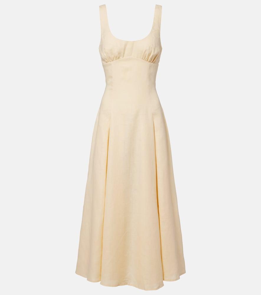 faithfull esme linen midi dress