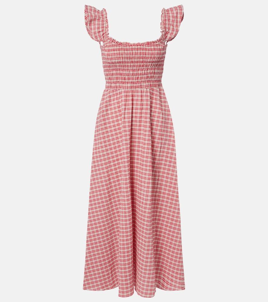 faithfull eudora checked cotton midi dress