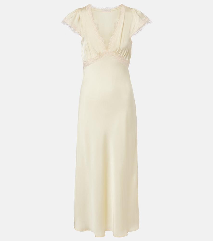 faithfull gala shirred midi dress