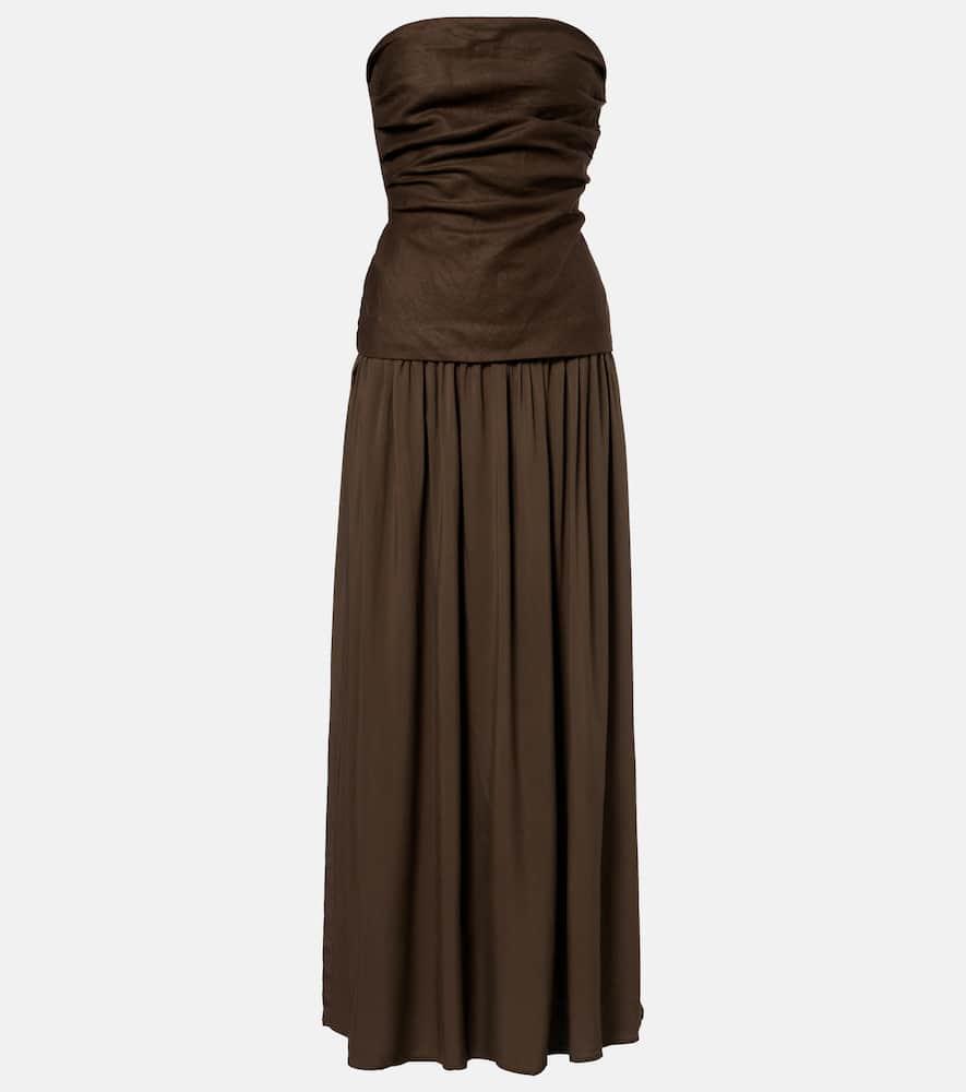 faithfull hedy draped linen maxi dress