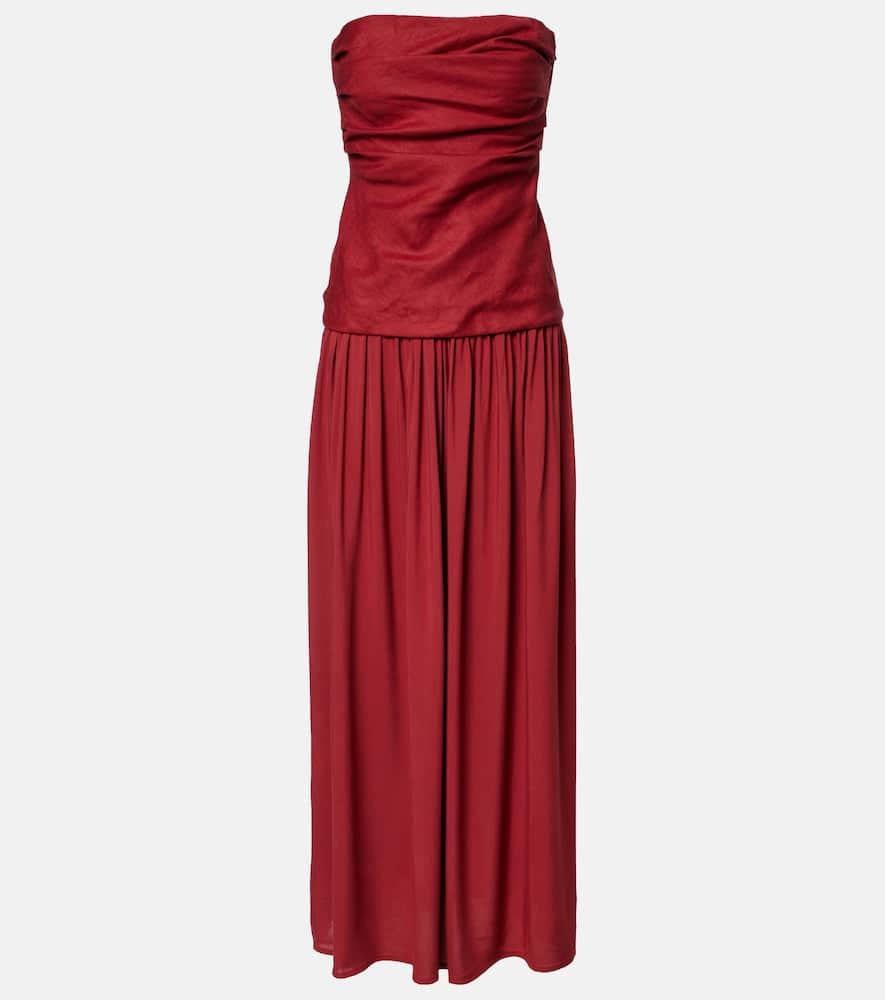 faithfull hedy gathered linen maxi dress