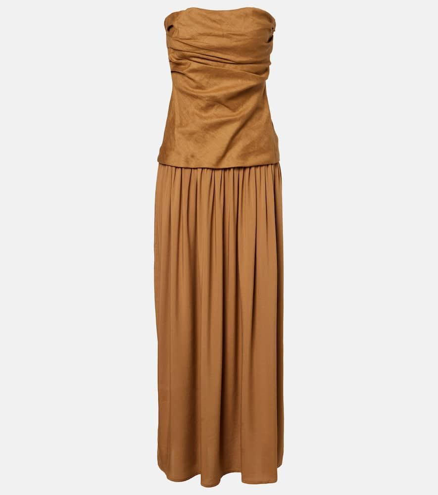 faithfull hedy gathered linen maxi dress