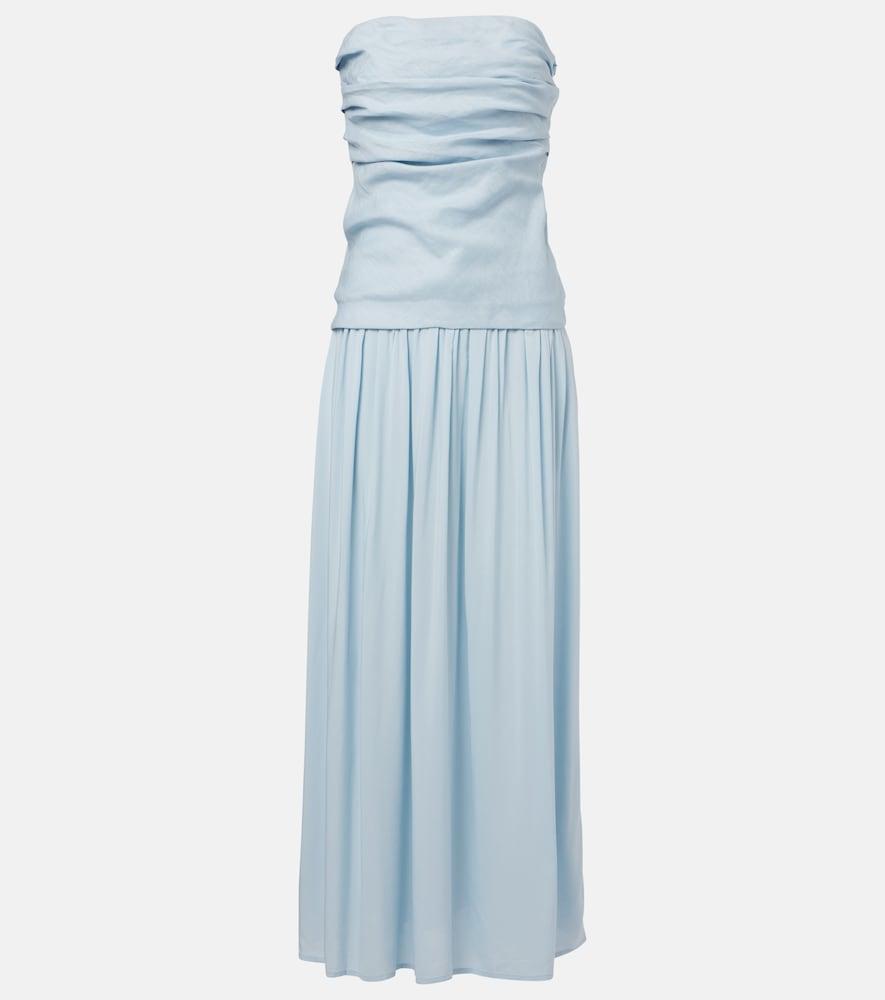 faithfull hedy strapless linen maxi dress