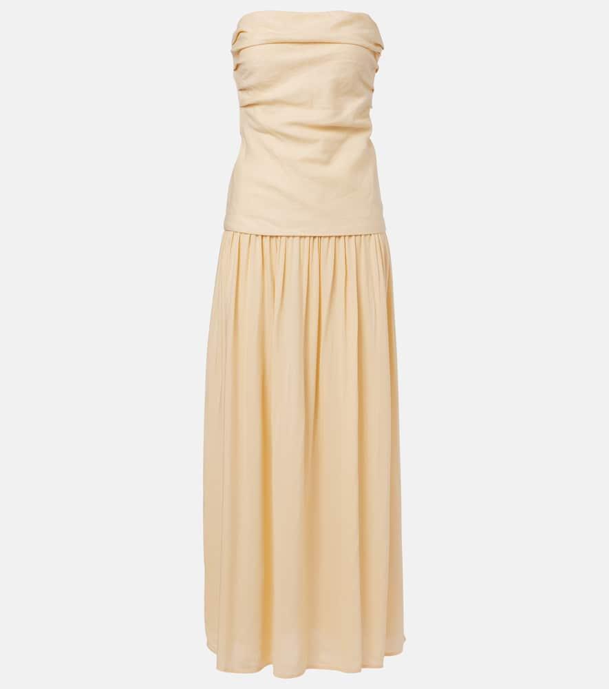 faithfull hedy strapless linen maxi dress