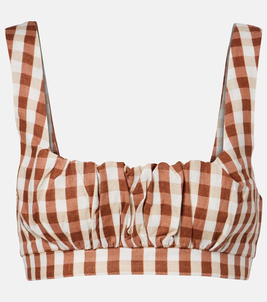 faithfull ida gingham linen crop top
