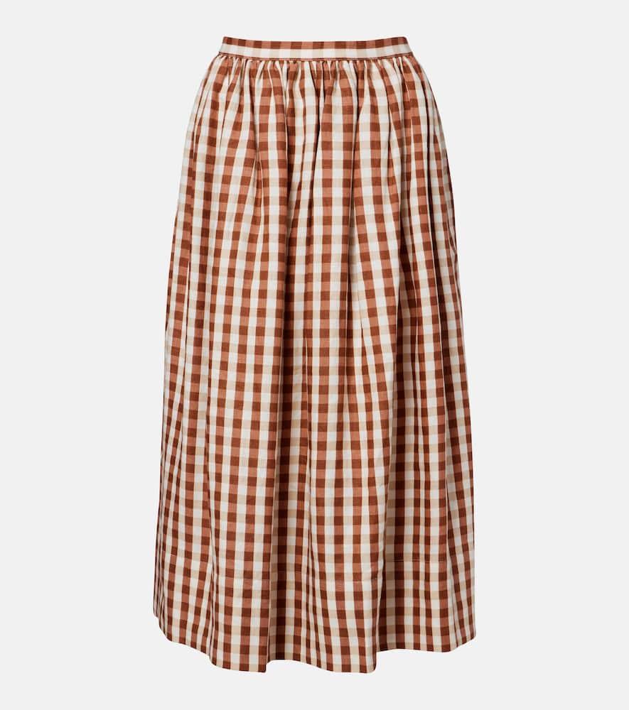 faithfull ida gingham linen midi skirt