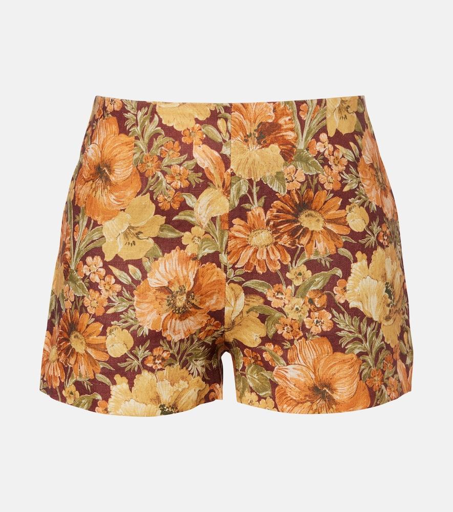 faithfull lila floral linen shorts