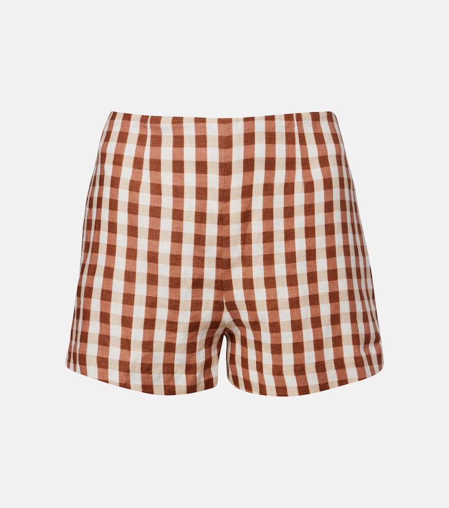 faithfull lila gingham linen shorts