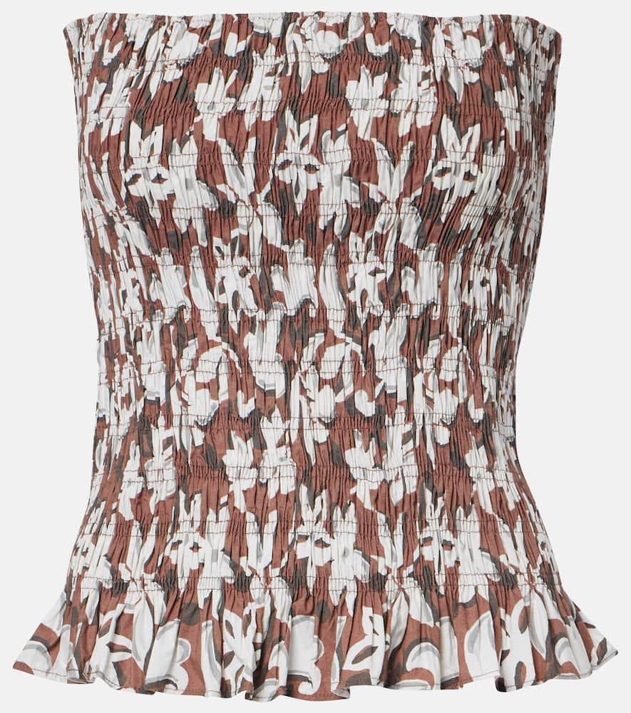 faithfull lucie floral shirred cotton bandeau top