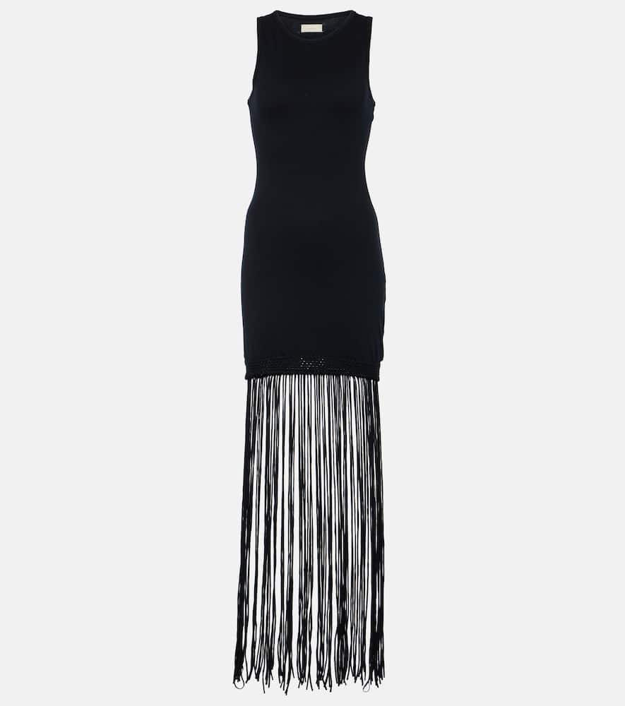 faithfull maceio fringed cotton jersey minidress