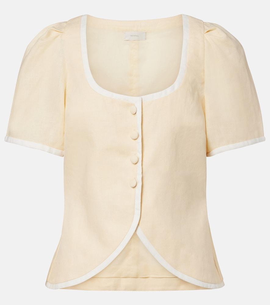 faithfull madeleine belted linen top
