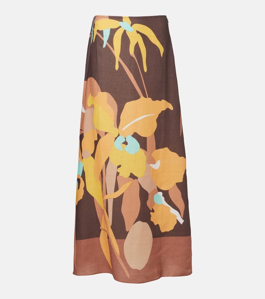 faithfull martina floral linen maxi skirt