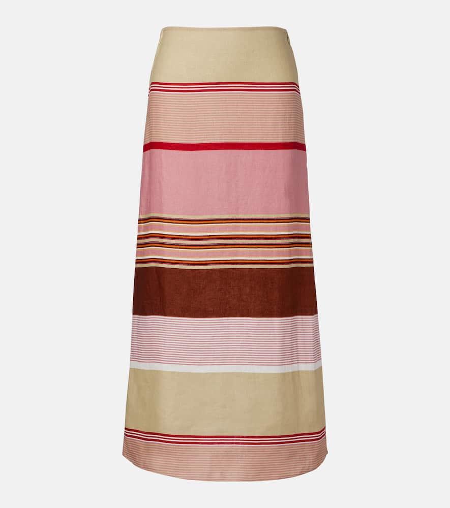 faithfull martina striped linen maxi skirt