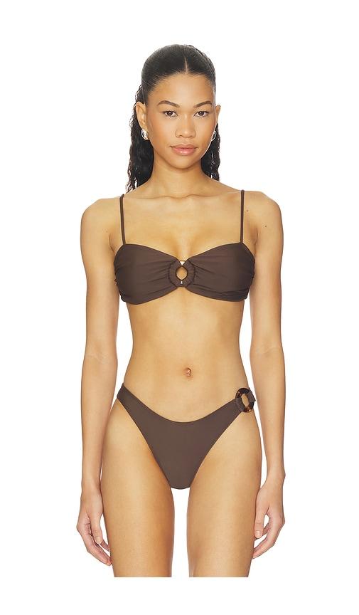 faithfull maya bikini top in brown.