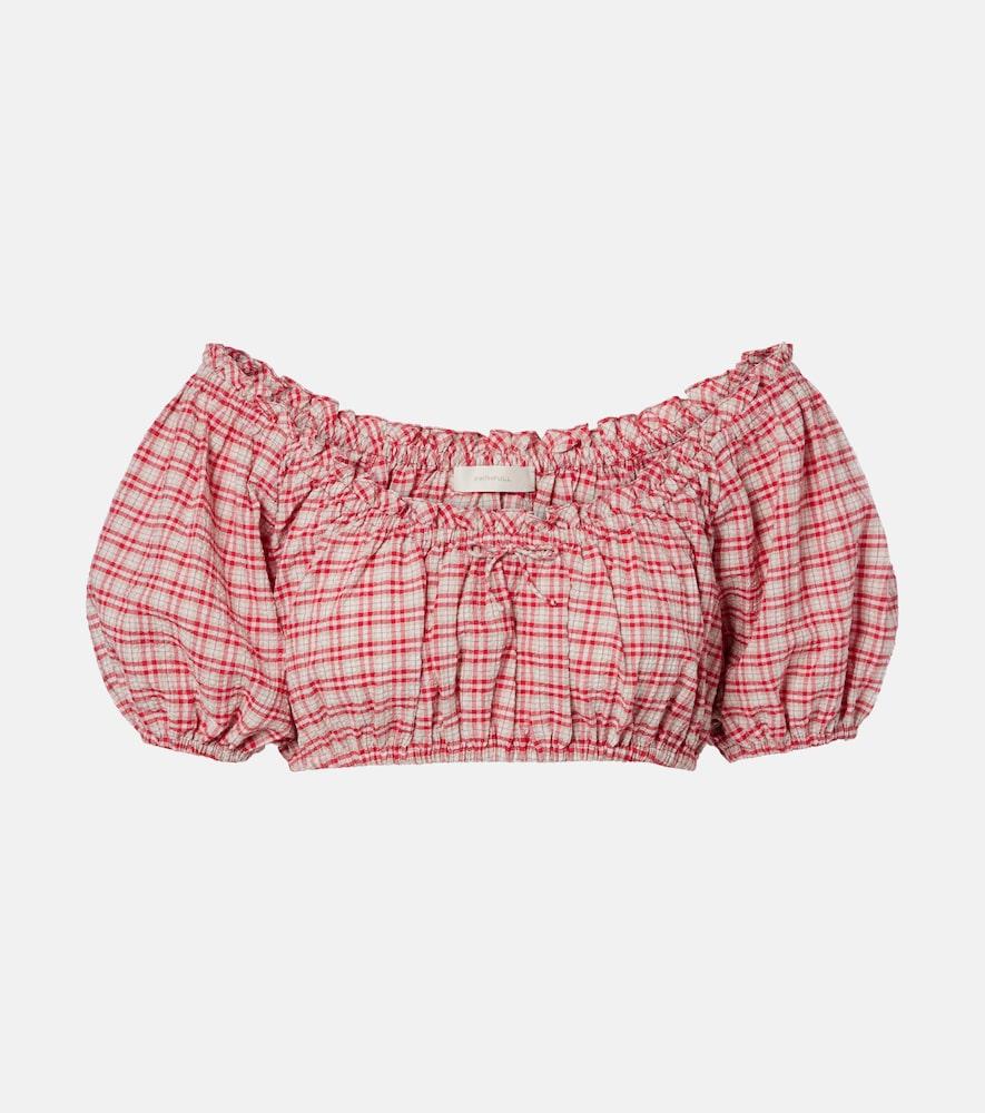 faithfull murcia checked cotton crop top